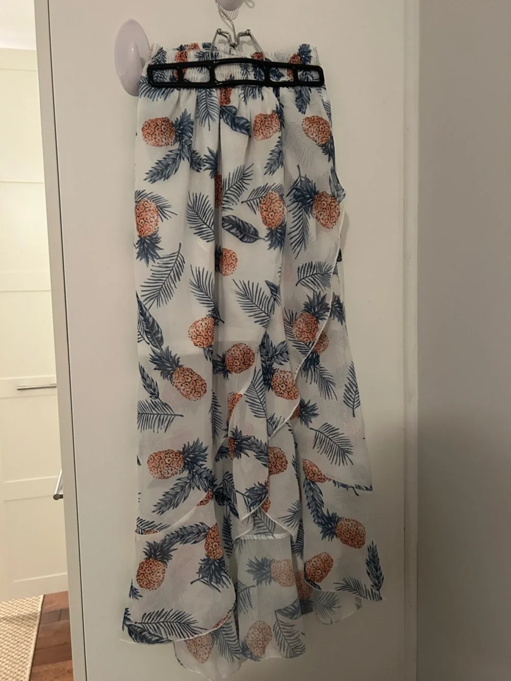 White Sheer Pineapple Print Maxi Skirt - Picture 4 of 4